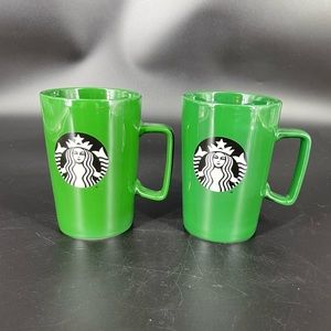 STARBUCKS 2020 Large Green Mug with Logo 15fl Oz. Set of Two